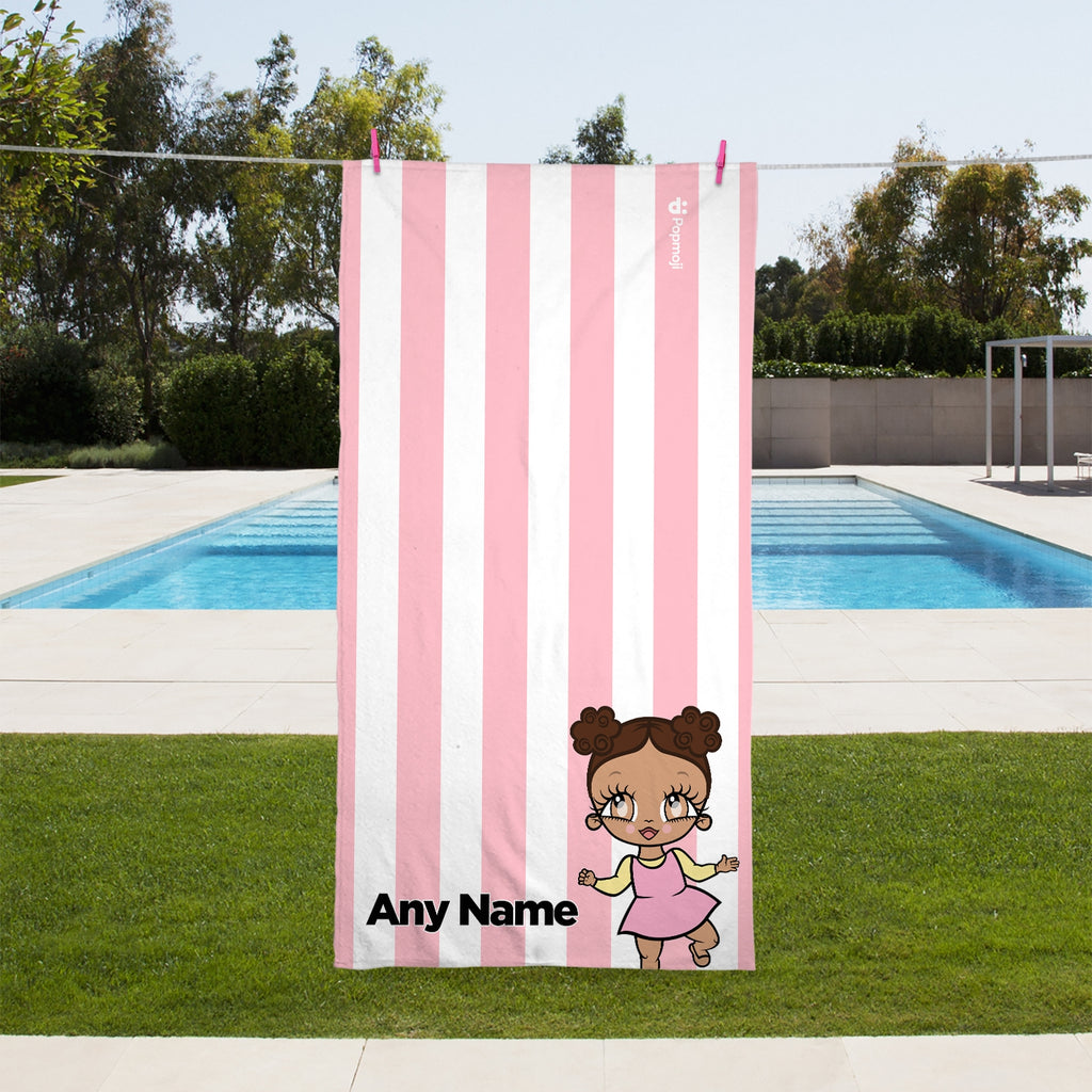 Early Years Personalised Light Pink Stripe Beach Towel - Image 1