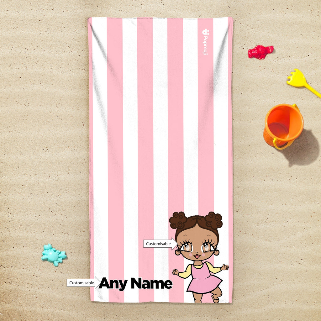 Early Years Personalised Light Pink Stripe Beach Towel - Image 4