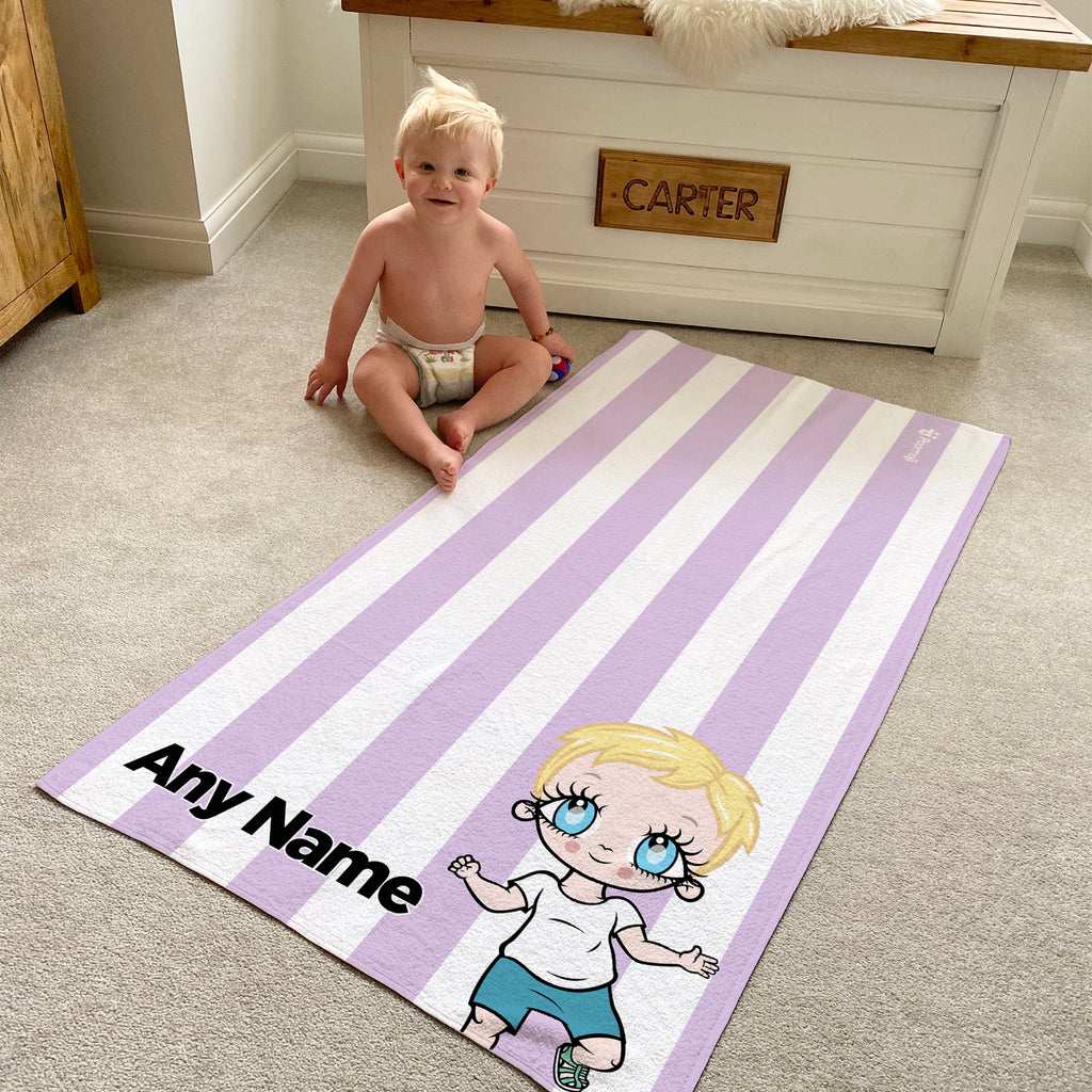 Early Years Personalised Lilac Stripe Beach Towel - Image 2