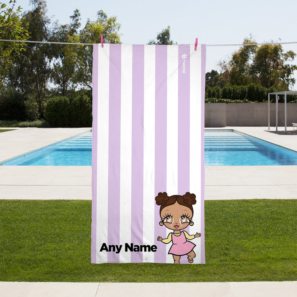 Early Years Personalised Lilac Stripe Beach Towel - Image 1