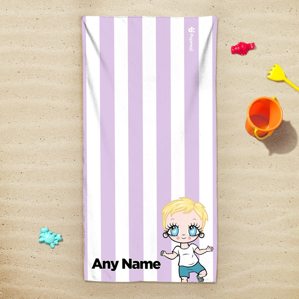 Early Years Personalised Lilac Stripe Beach Towel - Image 3
