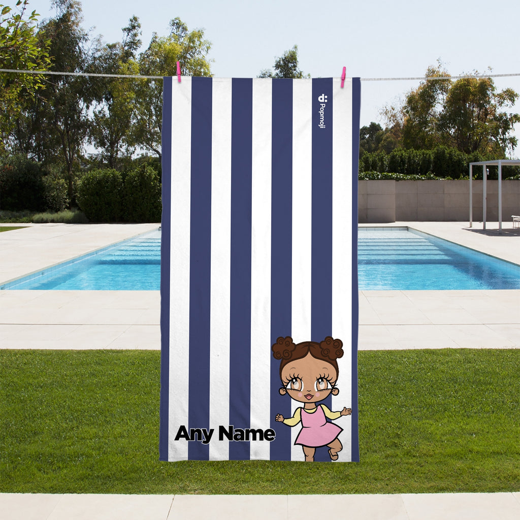 Early Years Personalised Navy Stripe Beach Towel - Image 2