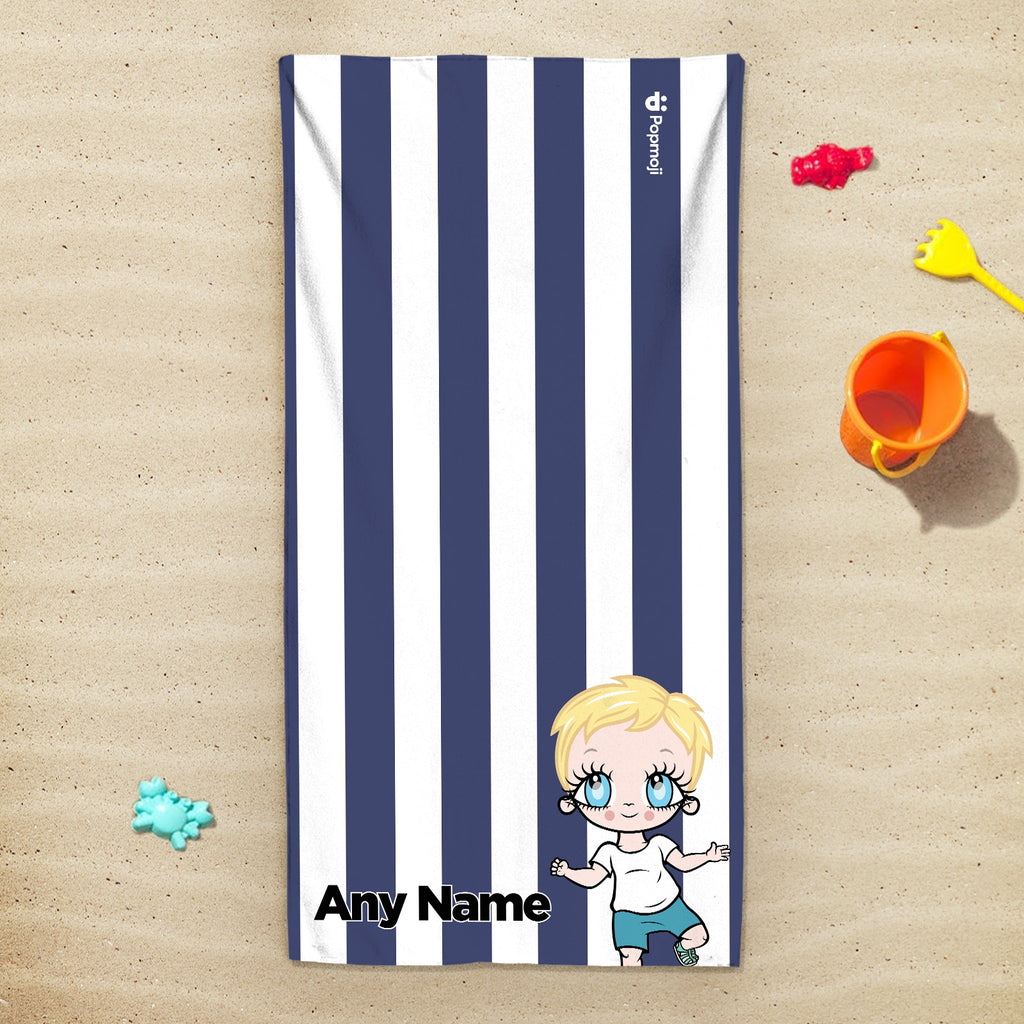 Early Years Personalised Navy Stripe Beach Towel - Image 3