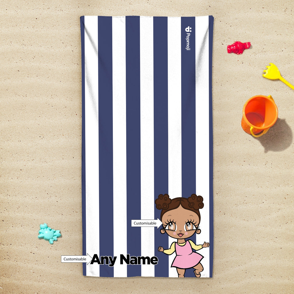 Early Years Personalised Navy Stripe Beach Towel - Image 4