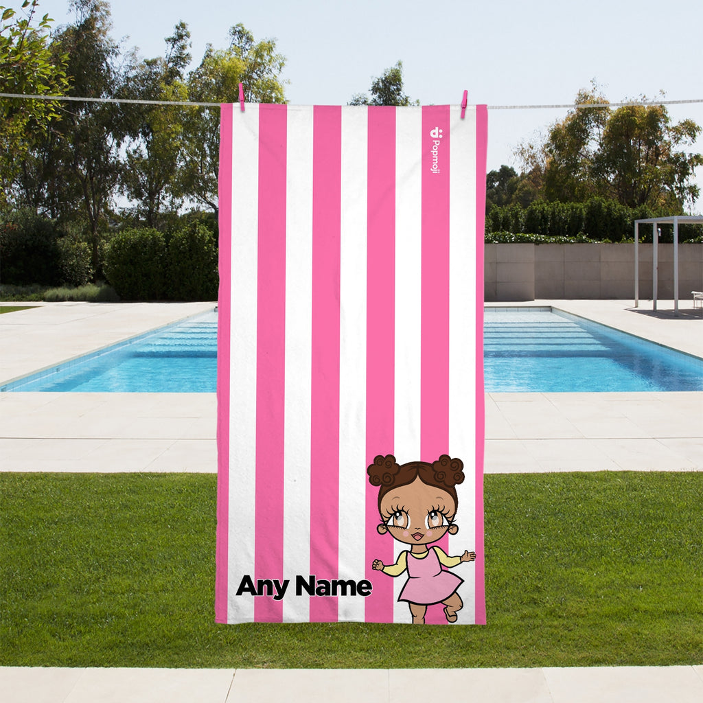 Early Years Personalised Pink Stripe Beach Towel - Image 1