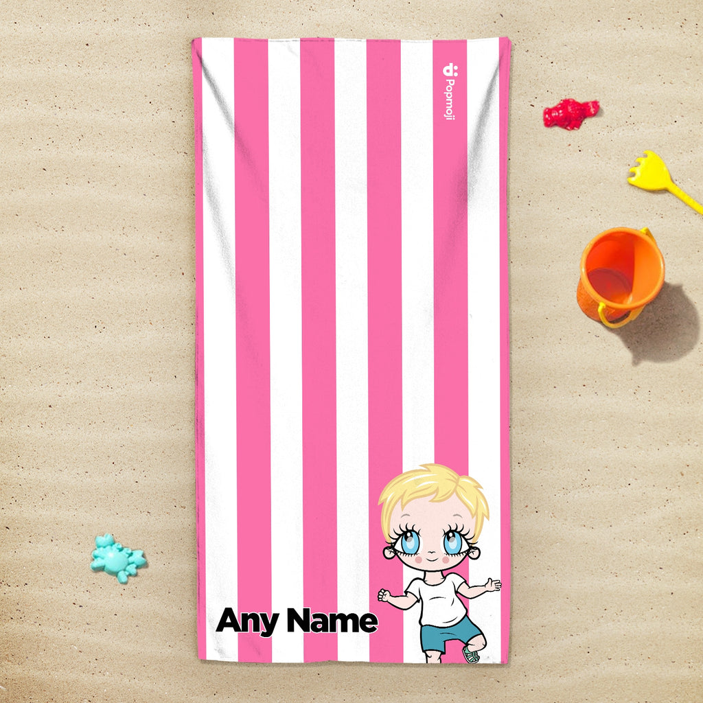Early Years Personalised Pink Stripe Beach Towel - Image 3