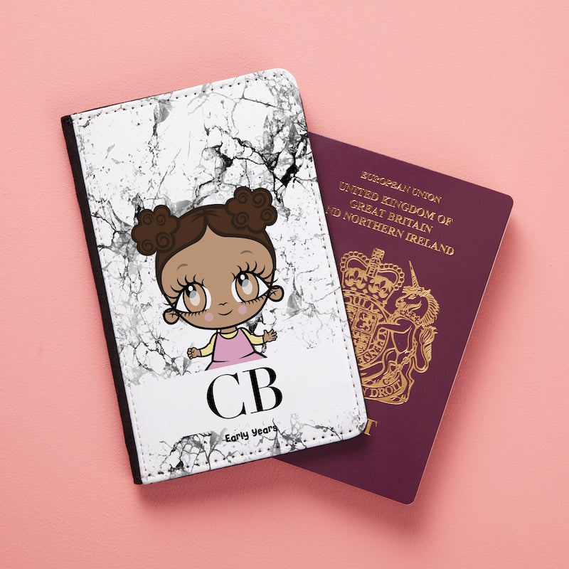 Early Years Girls The LUX Collection Black and White Marble Passport Cover - Image 1