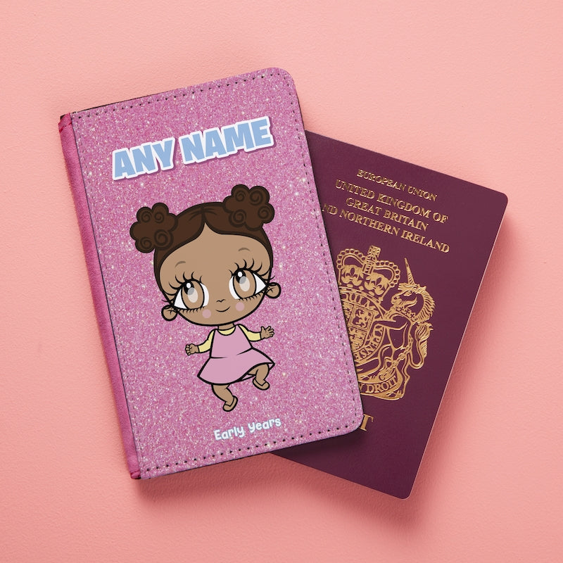 Early Years Girls Personalised Pink Glitter Effect Passport Cover - Image 5