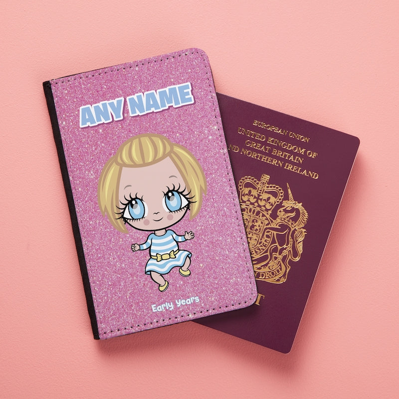 Early Years Girls Personalised Pink Glitter Effect Passport Cover - Image 6