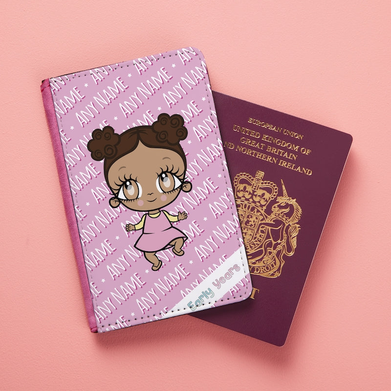 Early Years Girls Personalised Pink Typography Passport Cover - Image 1