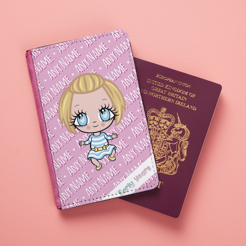 Early Years Girls Personalised Pink Typography Passport Cover - Image 6