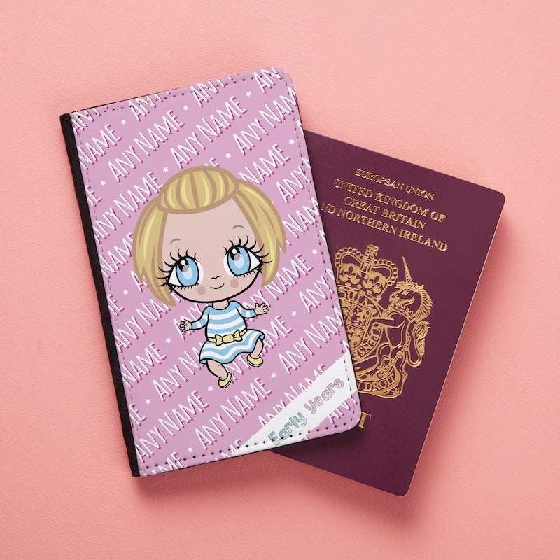 Early Years Girls Personalised Pink Typography Passport Cover - Image 2