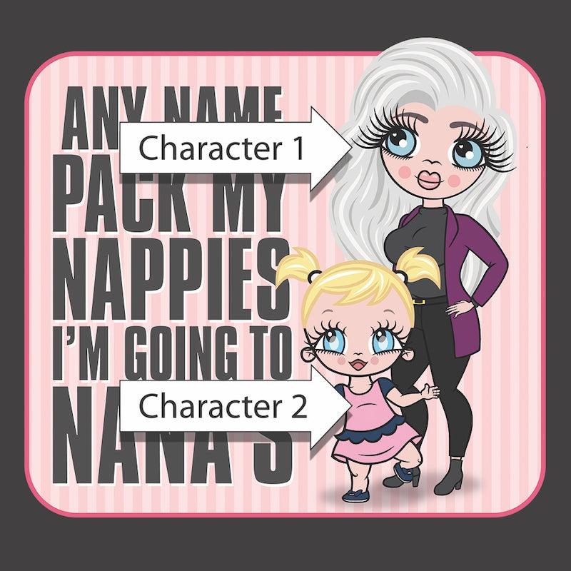 Multi Character Girls Personalised Going To Nana's Nappy Bag - Image 2