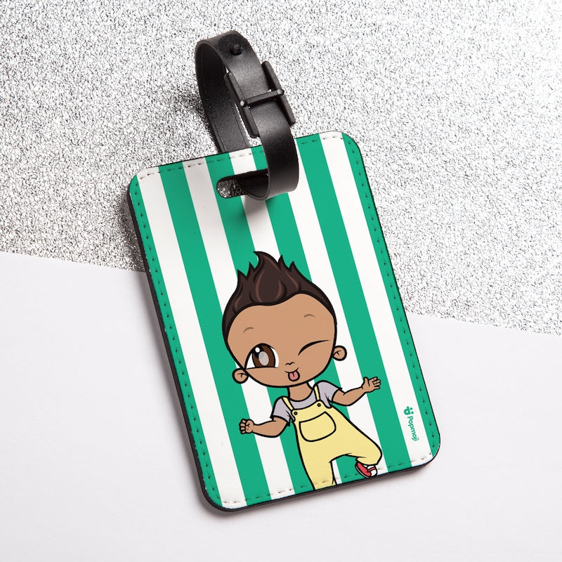 Early Years Personalised Green Stripe Luggage Tag - Image 1