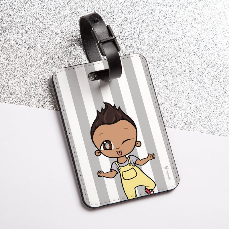 Early Years Personalised Grey Stripe Luggage Tag - Image 1