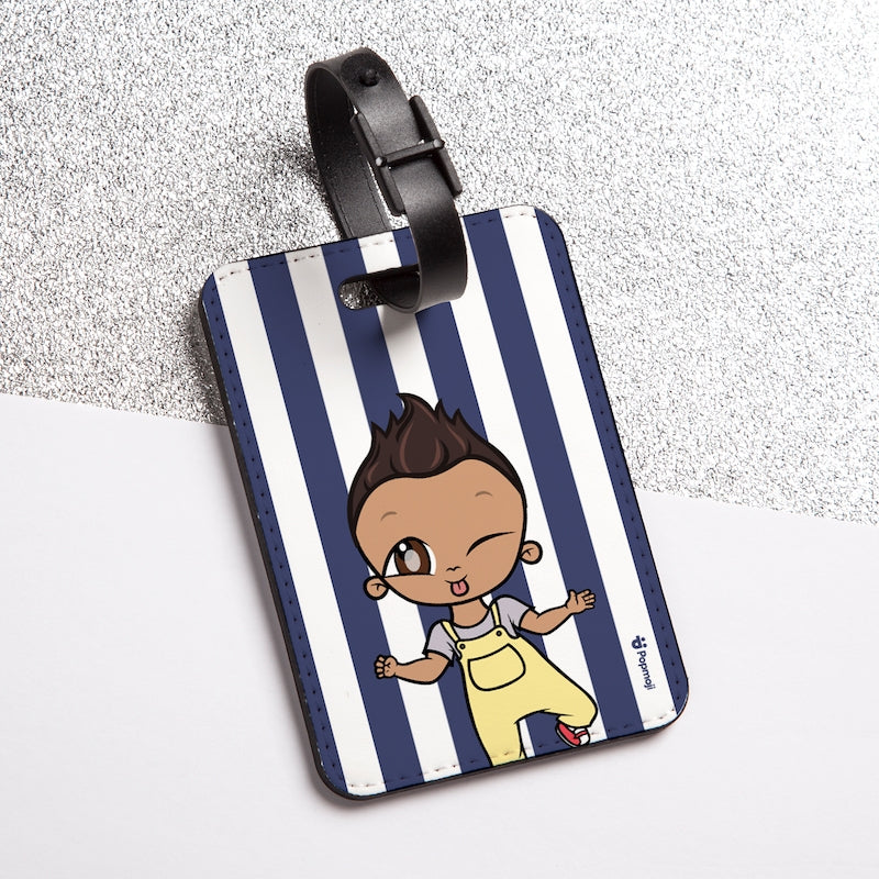 Early Years Personalised Navy Stripe Luggage Tag - Image 1