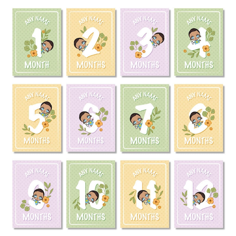 Early Year Boys Age Floral Milestone Cards - Image 4
