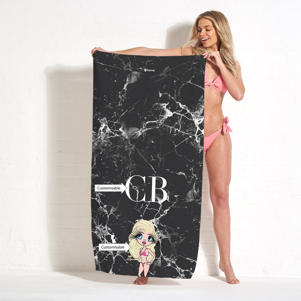 ClaireaBella The LUX Collection Black Marble Beach Towel
