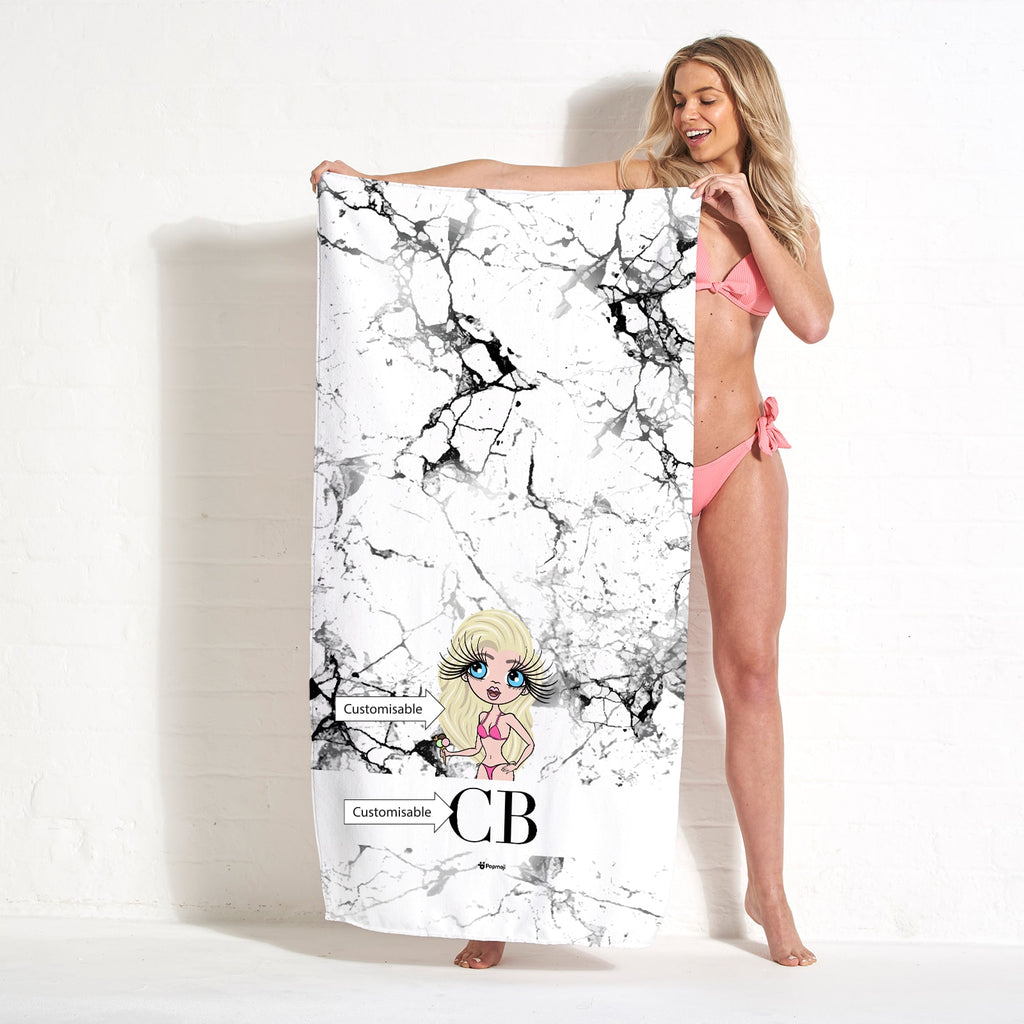 ClaireaBella The LUX Collection Black and White Marble Beach Towel