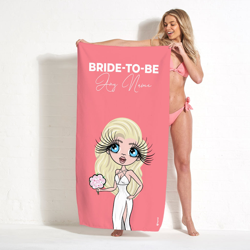 ClaireaBella Bold Bride To Be Coral Beach Towel