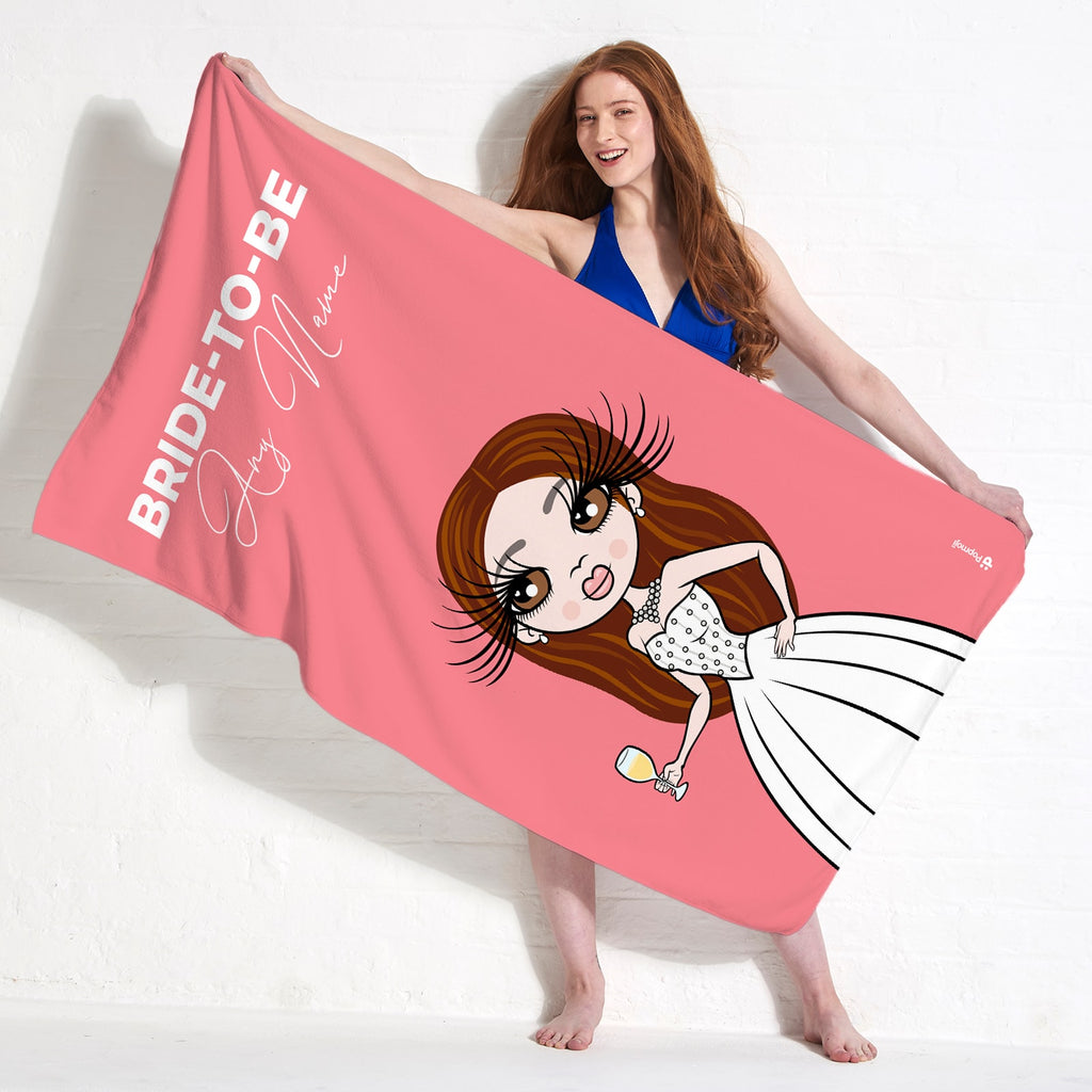 ClaireaBella Bold Bride To Be Coral Beach Towel
