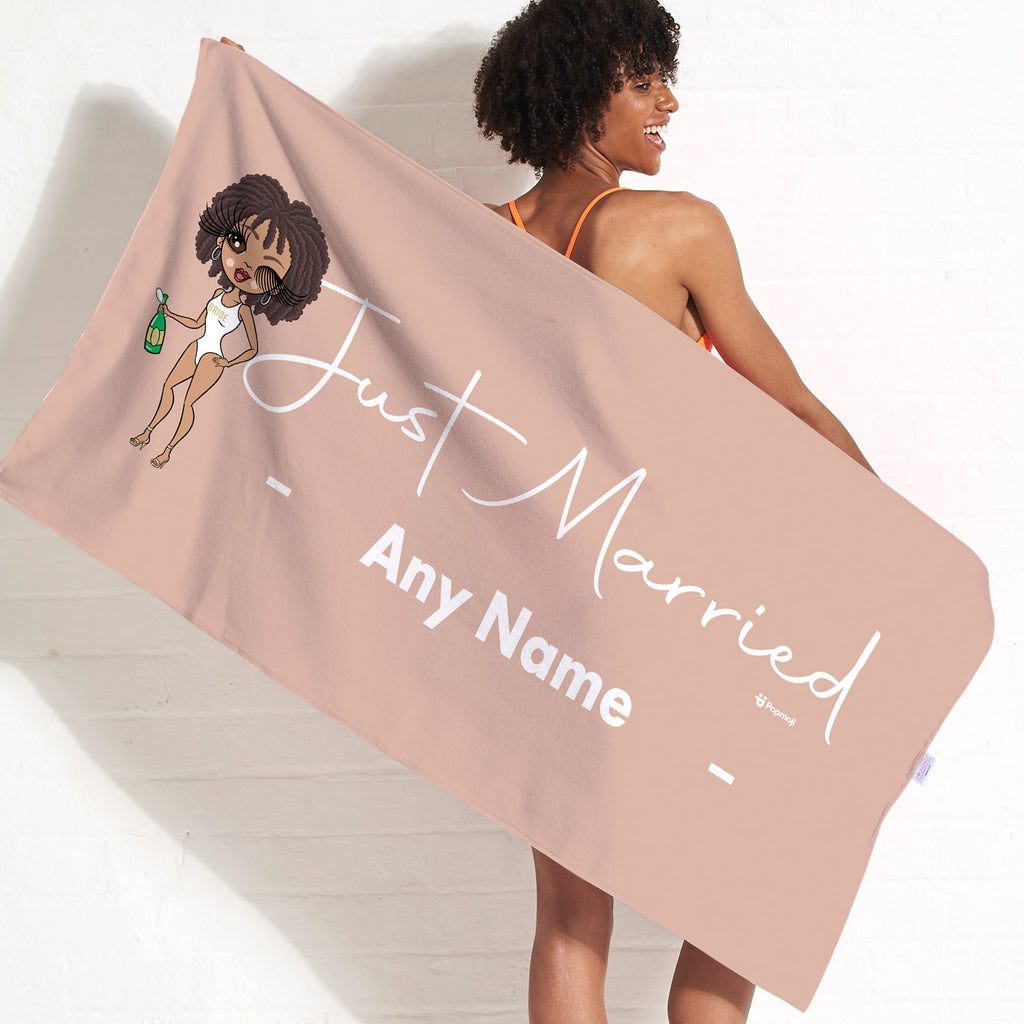 ClaireaBella Bold Just Married Beach Towel