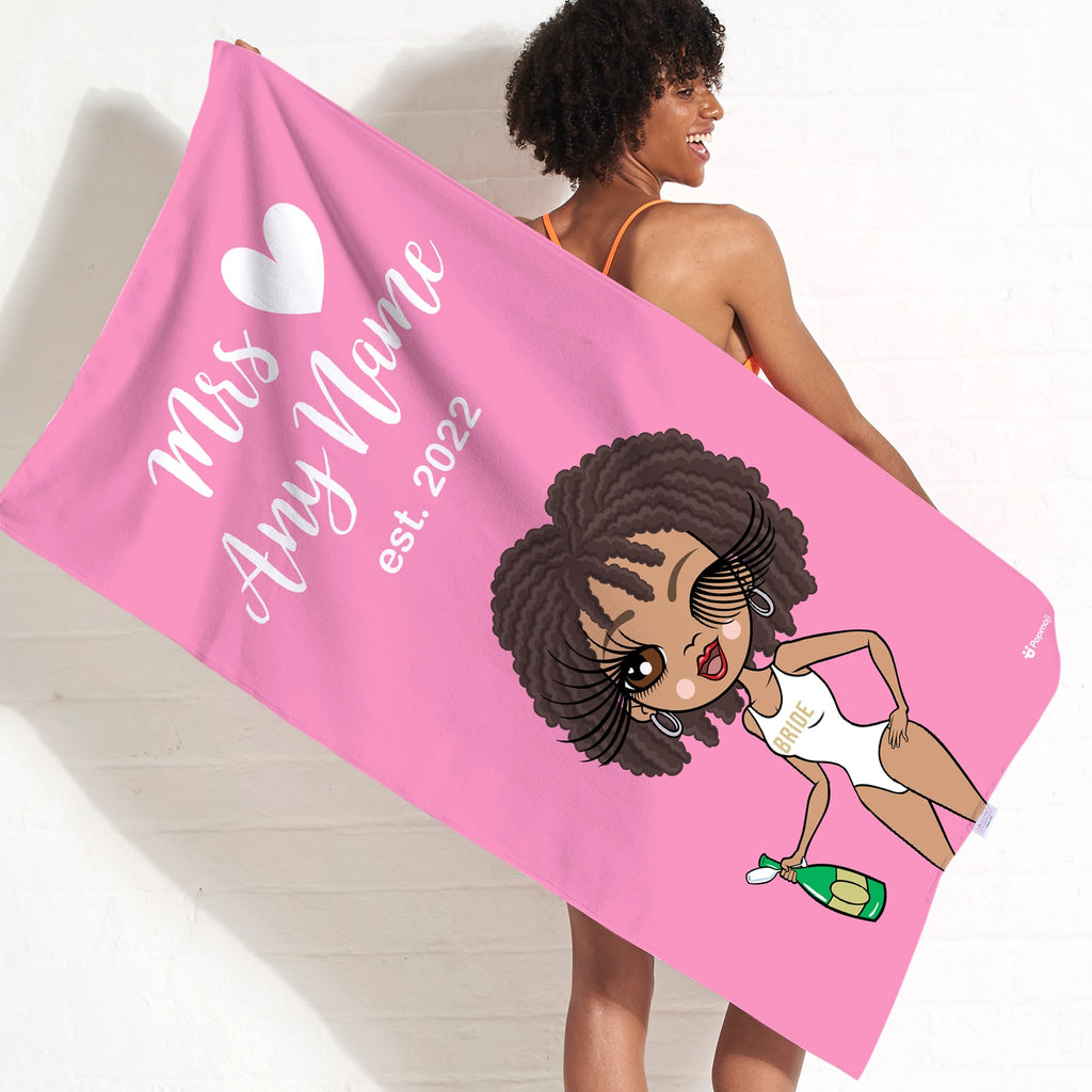 ClaireaBella Bold Matching Mrs Pink Beach Towel