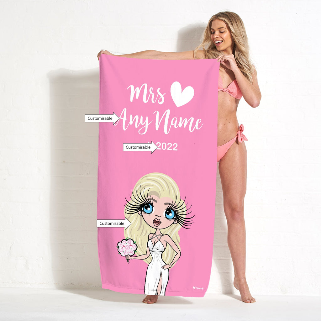 ClaireaBella Bold Matching Mrs Pink Beach Towel