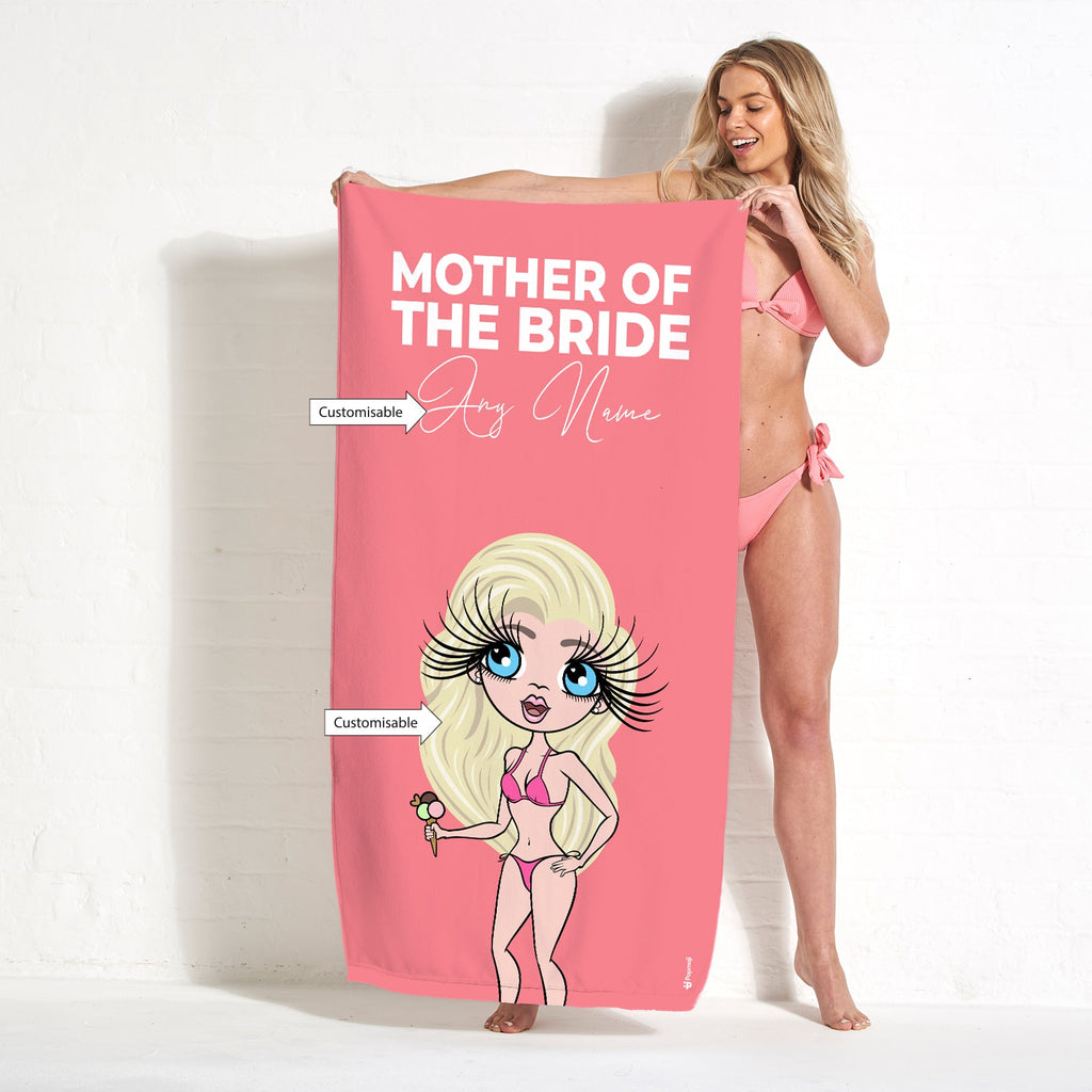 ClaireaBella Bold Mother Of The Bride Coral Beach Towel