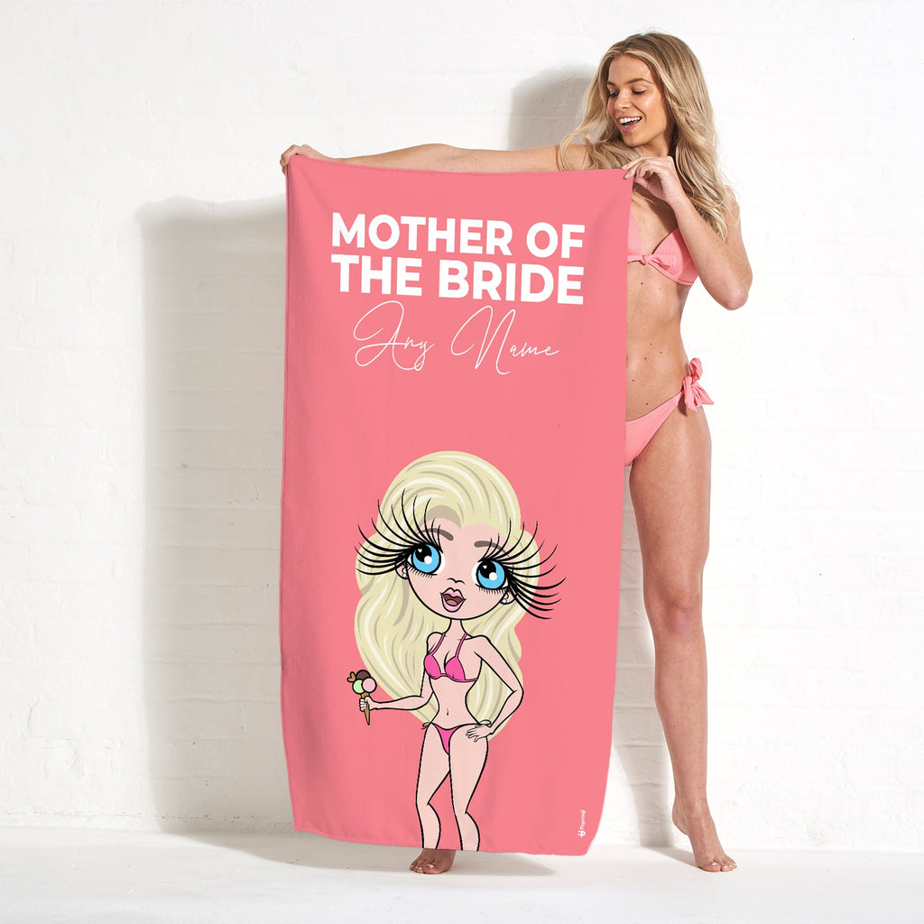 ClaireaBella Bold Mother Of The Bride Coral Beach Towel