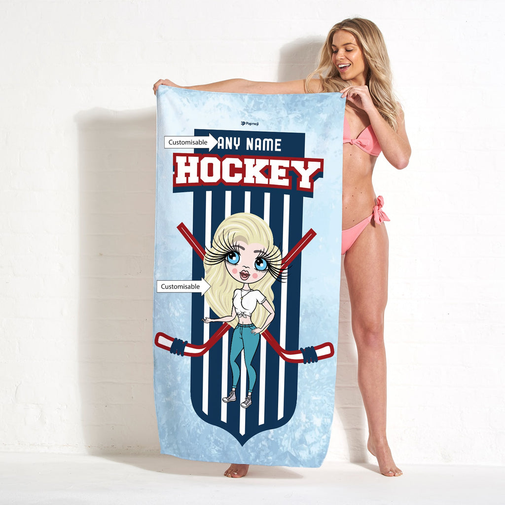 ClaireaBella Ice Hockey Emblem Beach Towel