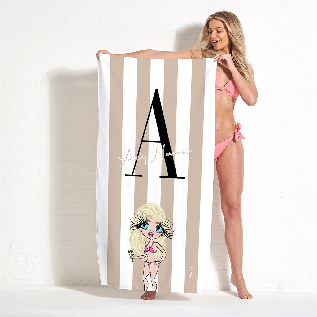 ClaireaBella The LUX Collection Initial Stripe Beach Towel