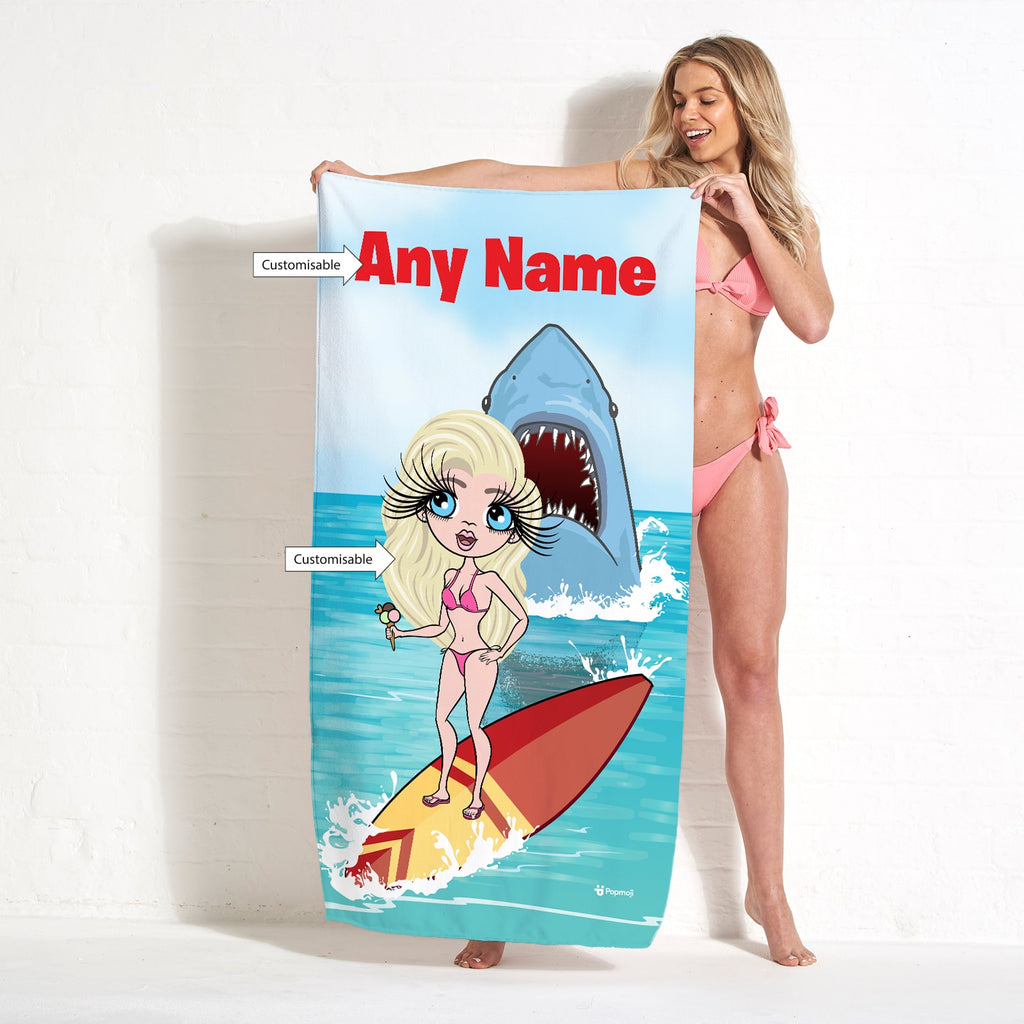 ClaireaBella Retro Shark Attack Beach Towel