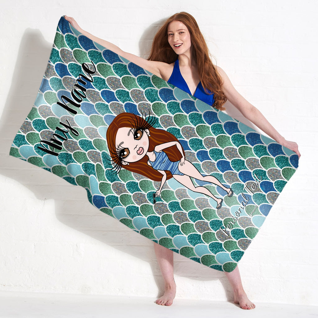 ClaireaBella Mermaid Glitter Effect Beach Towel