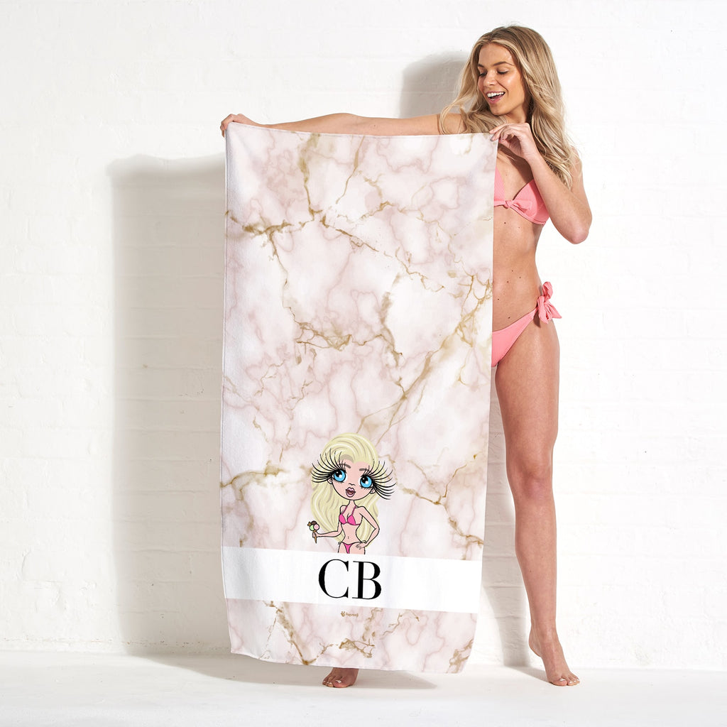 ClaireaBella The LUX Collection Pink Marble Beach Towel