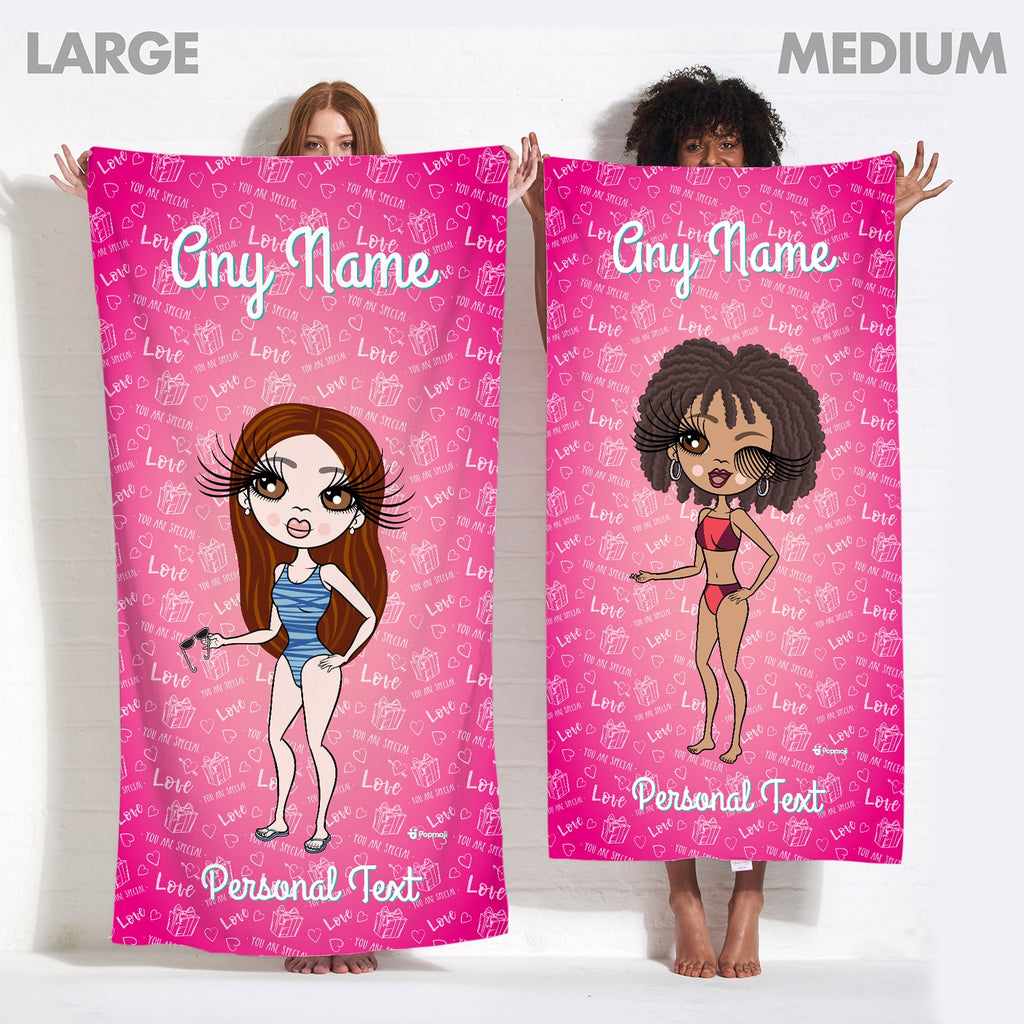 ClaireaBella Pink Presents Beach Towel