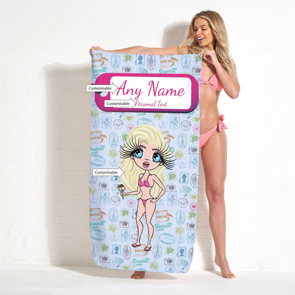 ClaireaBella Travel Stamp Beach Towel