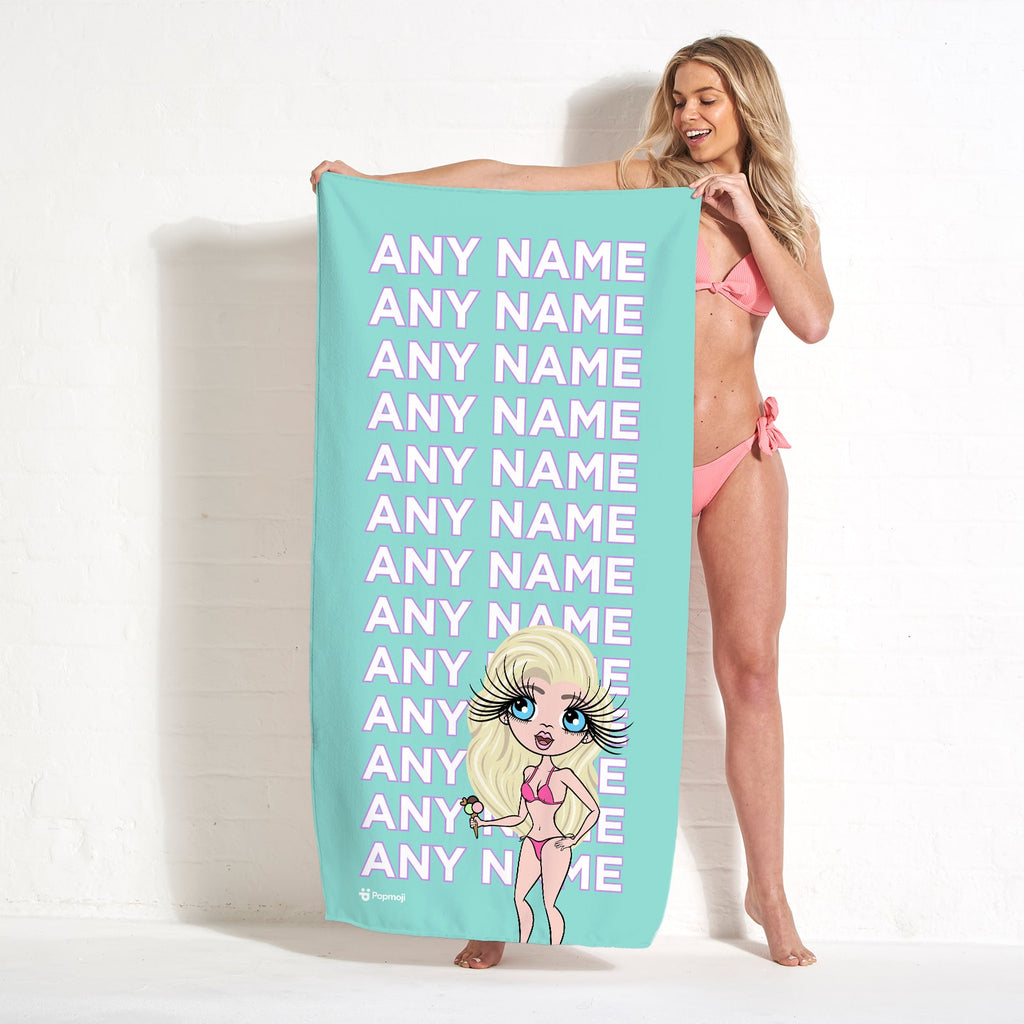 ClaireaBella Turquoise Multiple Name Beach Towel