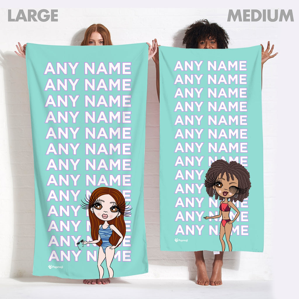 ClaireaBella Turquoise Multiple Name Beach Towel