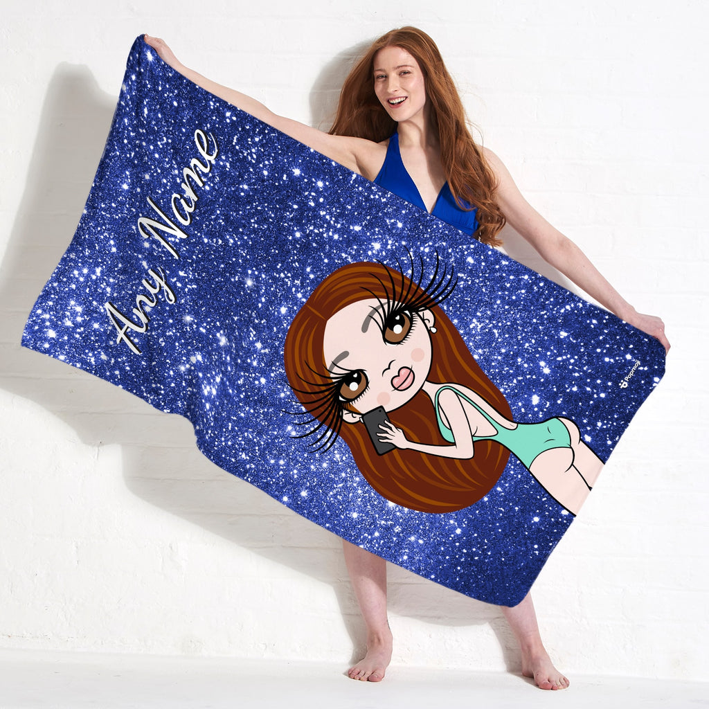 ClaireaBella Selfie Glitter Effect Beach Towel