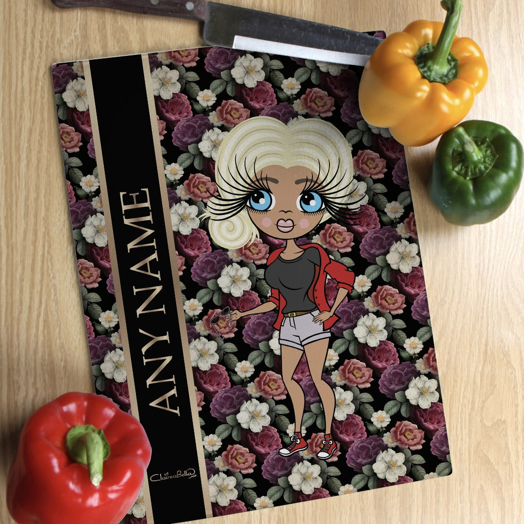 ClaireaBella Glass Chopping Board - Floral - Image 1