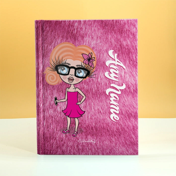 ClaireaBella Girls Pink Fur Print Diary - Image 1