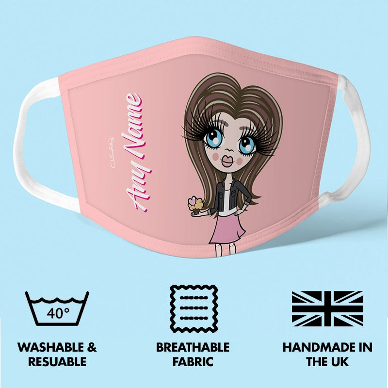 ClaireaBella Girls Personalised Blush Reusable Face Covering - Image 3
