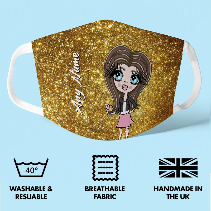 ClaireaBella Girls Personalised Glitter Effect Reusable Face Covering - Image 3