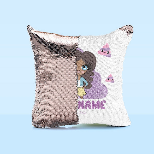 ClaireaBella Girls Poop Emoji Sequin Cushion - Image 3