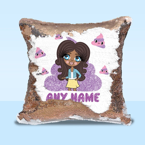 ClaireaBella Girls Poop Emoji Sequin Cushion - Image 1