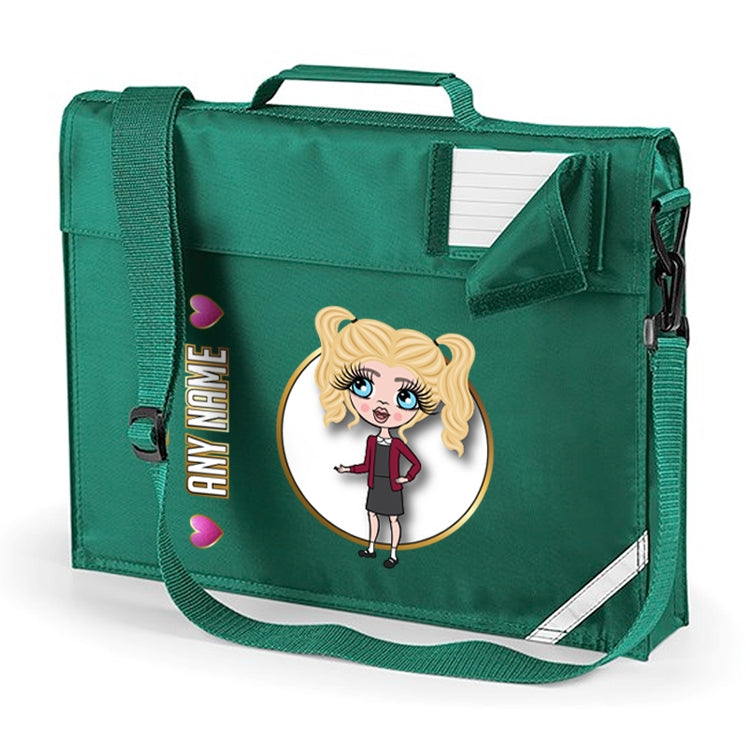 ClaireaBella Girls Personalised Green Premium Book Bag & Water Bottle Bundle - Image 2