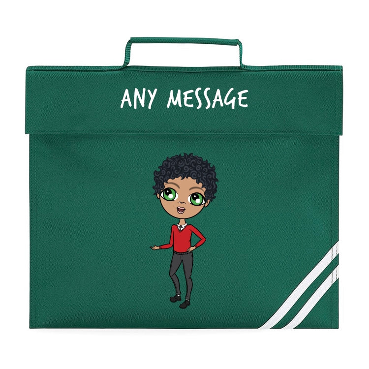 Jnr Boys Personalised Green Book Bag & Water Bottle Bundle - Image 3