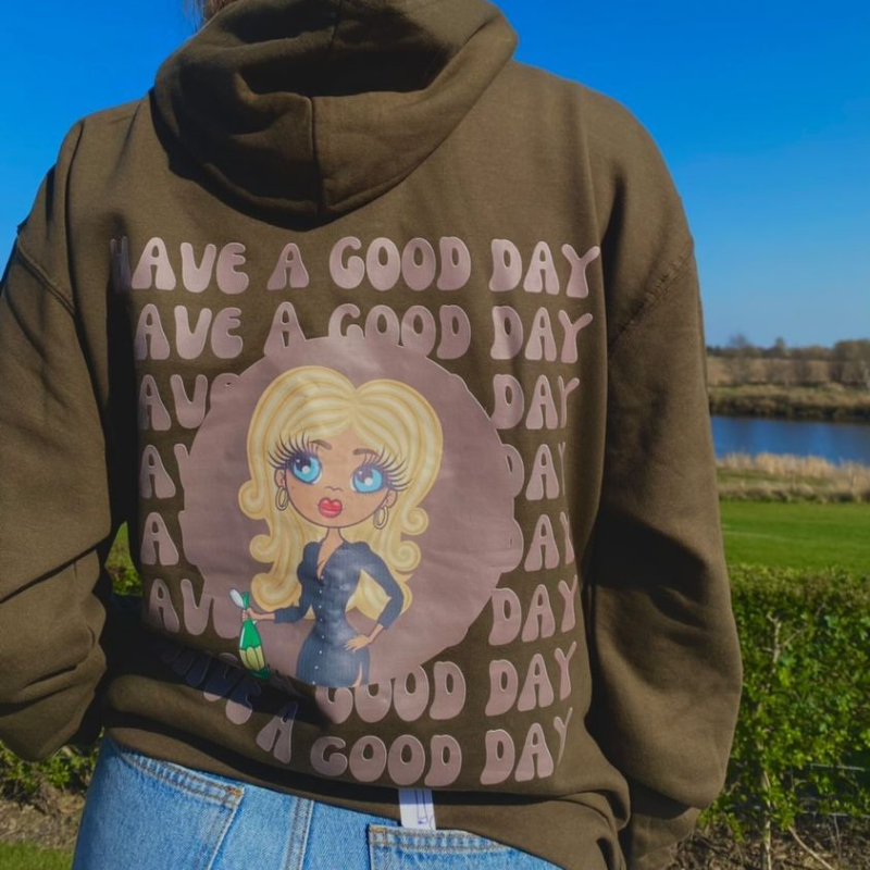 ClaireaBella Have a Good Day Hoodie - Khaki - Image 2