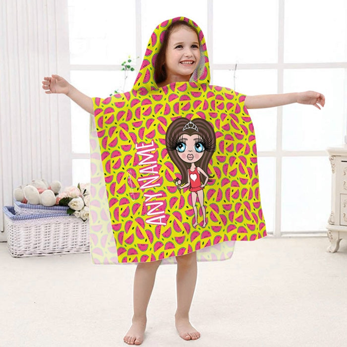 ClaireaBella Girls Watermelon Print Poncho Towel - Image 1